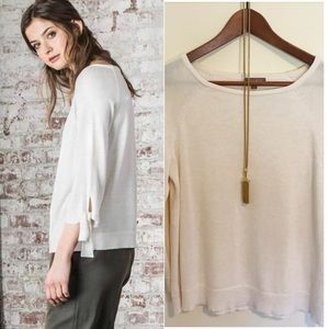 LILLA P Tie Sleeve Boatneck Knit Top